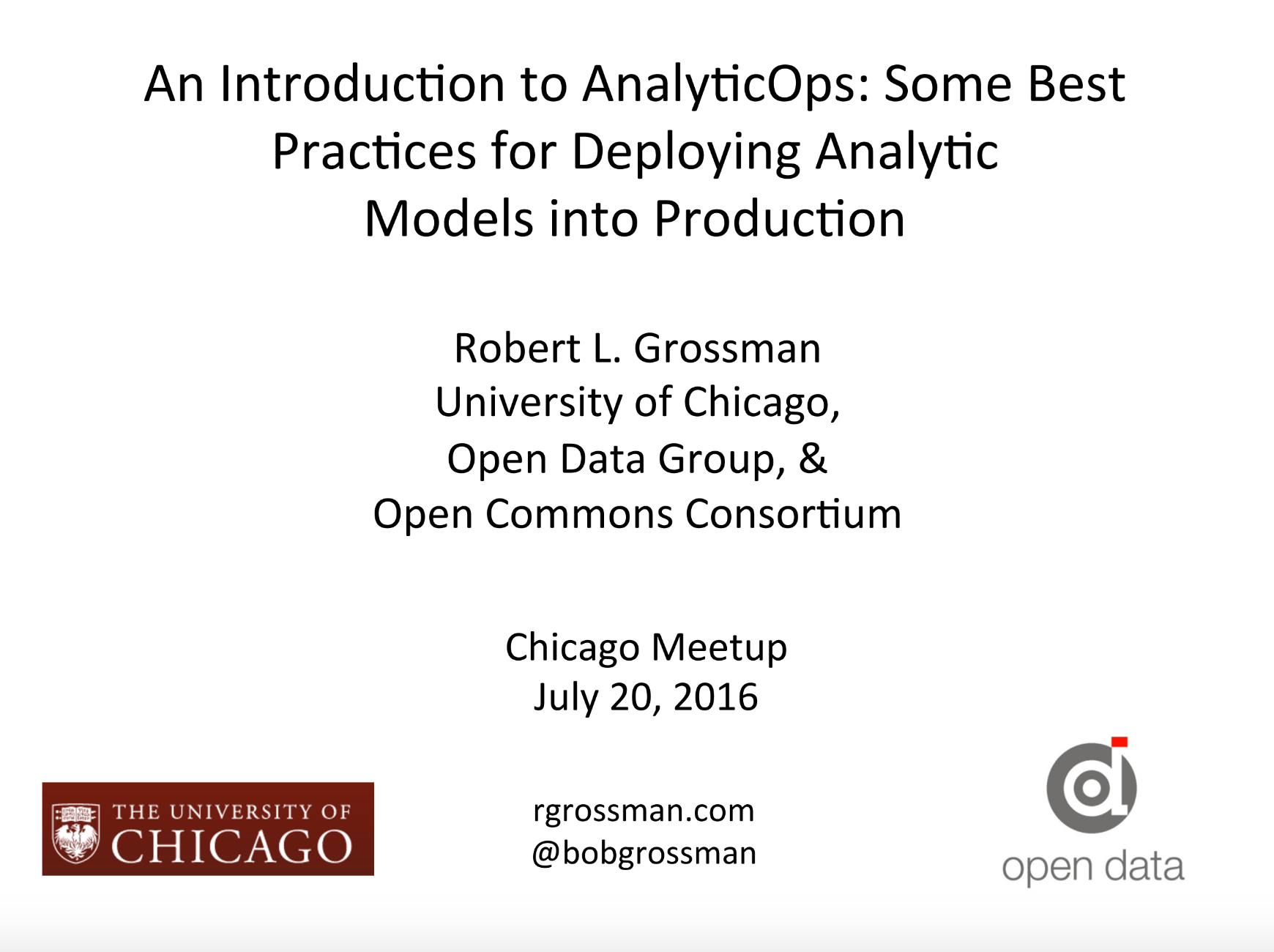 An Introduction to  AnalyticOps